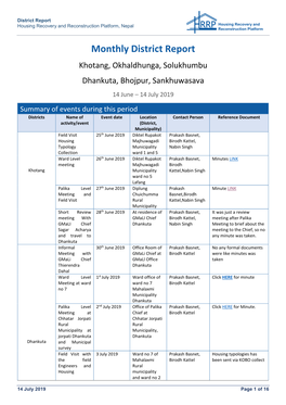 Monthly District Report