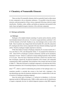 4 Chemistry of Nonmetallic Elements