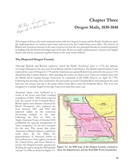 Chapter Three Oregon Mails, 1830-1848