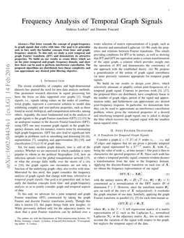 Frequency Analysis of Temporal Graph Signals Andreas Loukas* and Damien Foucard