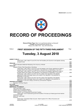 Record of Proceedings