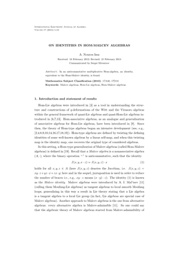 ON IDENTITIES in HOM-MALCEV ALGEBRAS A. Nourou Issa 1