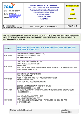 Aeronautical Information Promulgation Advice Form