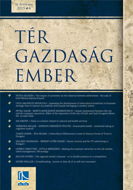 Győr, 2015 the Academic Journal of Széchenyi István University Kautz Gyula Faculty of Economics
