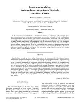 Basement-Cover Relations in the Southeastern Cape Breton Highlands, Nova Scotia, Canada