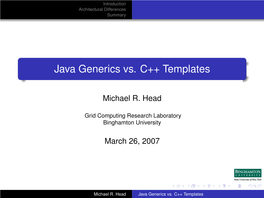 Java Generics Vs. C++ Templates