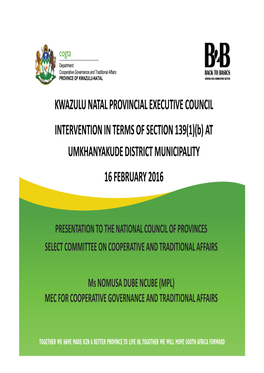 (B) at UMKHANYAKUDE DISTRICT MUNICIPALITY 16 FEBRUARY 2016