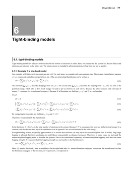 Tight-Binding Models