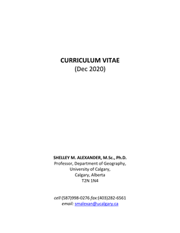 CURRICULUM VITAE (Dec 2020)