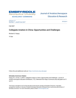 Collegiate Aviation in China: Opportunities and Challenges