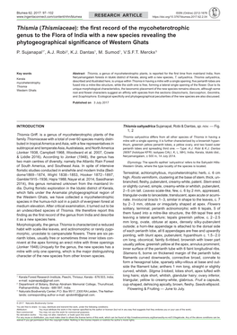 &lt;I&gt;Thismia &lt;/I&gt; (&lt;I&gt;Thismiaceae&lt;/I&gt;): the First Record Of