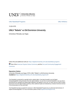 UNLV "Rebels" Vs Old Dominion University