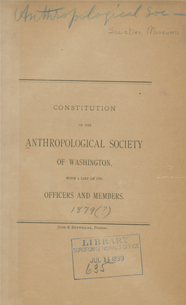 Constitution of the Anthropological Society of Washington