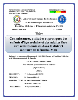 Connaissances, Attitudes Et Pratiques Des Enfants D'âge Scolaire Et Des