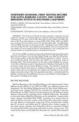 Northern Goshawk: First Nesting Record for Santa Barbara County and Current Breeding Status in Southern California Peter A