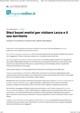 Dieci Buoni Motivi Per Visitare Lecco E Il Suo Territorio