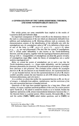 A Generalization of the Tarski-Seidenberg Theorem, and Some Nondefinability Results