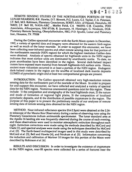 Remote Sensing Studies of the Northeastern Portion of the Lunar Nearside; B.R