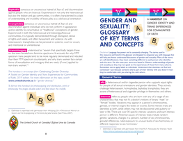 Gender and Sexuality: Glossary of Key Terms and Concepts