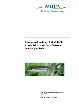 Te Arawa Species Report Smelt