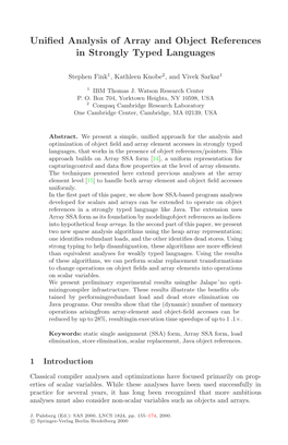 Unified Analysis of Array and Object References in Strongly Typed