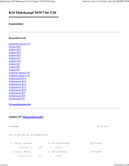 Ergebnisliste KM Mehrkampf U20 Unf Jünger 02.06.2018 Satrup