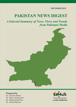 DECEMBER 2019 PAKISTAN NEWS DIGEST a Selected Summary of News, Views and Trends from Pakistani Media