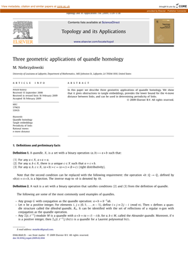 Three Geometric Applications of Quandle Homology