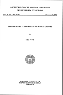 Foote, M. 1995. Morphology of Carboniferous and Permian Crinoids. Contributions from the Museum of Paleontology, University