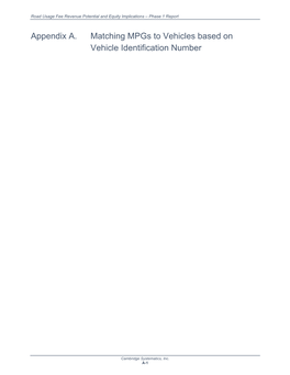 Appendix A. Matching Mpgs to Vehicles Based on Vehicle Identification Number