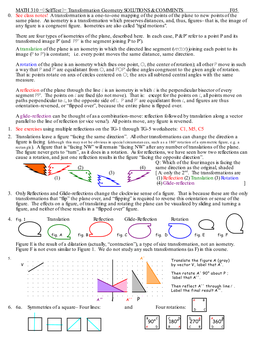 MATH 310 ¸Selftest¹ Transformation Geometry SOLUTIONS & COMMENTS F05 0