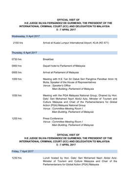 Programme of Meetings