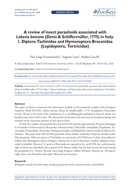 ﻿A Review of Insect Parasitoids Associated With