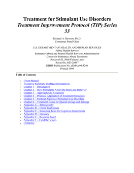 Treatment for Stimulant Use Disorders Treatment Improvement Protocol (TIP) Series 33