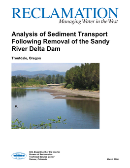 Analysis of Sediment Transport Following Removal of the Sandy River Delta Dam