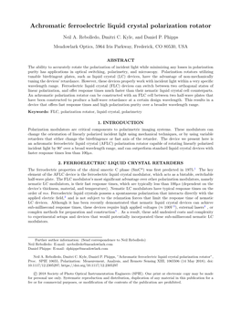 Achromatic Ferroelectric Liquid Crystal Polarization Rotator