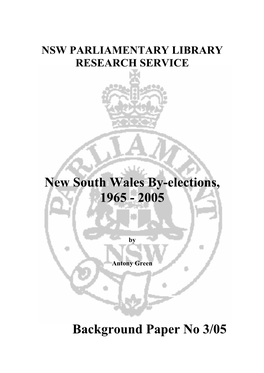 NSW By-Elections 1965-2005