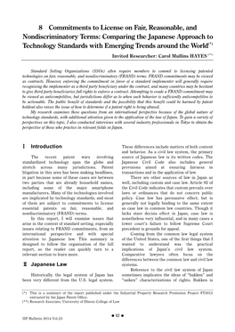 Comparing the Japanese Approach to Technology Standards with Emerging Trends Around the World(*) Invited Researcher: Carol Mullins HAYES (**)