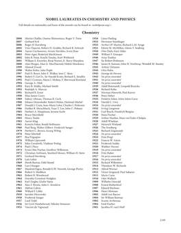 Nobel Laureates in Chemistry and Physics