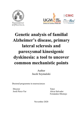Genetic Analysis of Familial Alzheimer's Disease, Primary Lateral