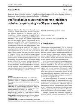 Profile of Adult Acute Cholinesterase Inhibitors Substances Poisoning – a 30 Years Analysis