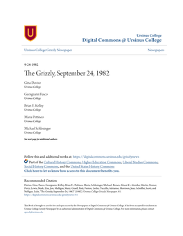 The Grizzly, September 24, 1982 Gina Daviso Ursinus College