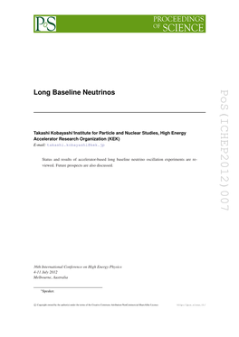 Pos(ICHEP2012)007 Institute for Particle and Nuclear Studies, High Energy ∗ Takashi.Kobayashi@Kek.Jp Speaker
