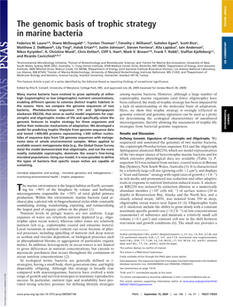 The Genomic Basis of Trophic Strategy in Marine Bacteria