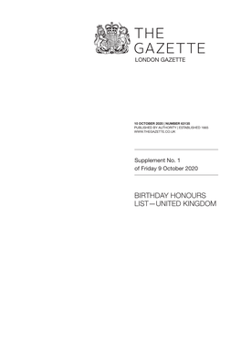 Birthday Honours List—United Kingdom Birthday Honours List—United Kingdom