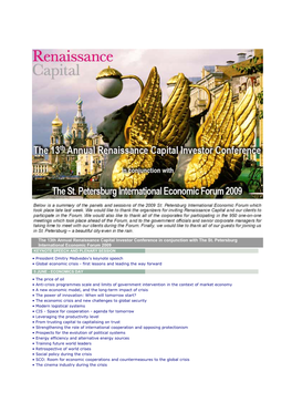 The 13Th Annual Renaissance Capital Investor Conference in Conjunction with the St