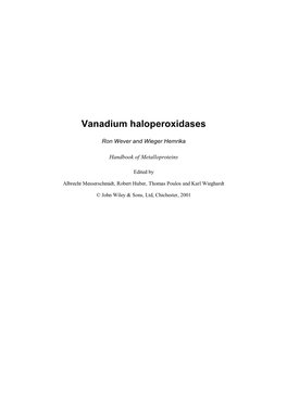 Vanadium Haloperoxidases