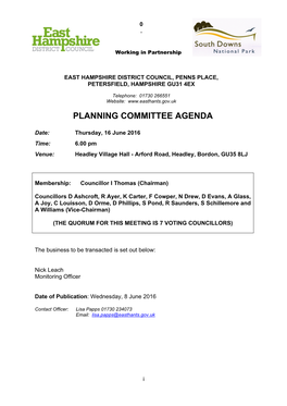 (Public Pack)Agenda Document for Planning Committee, 16/06/2016