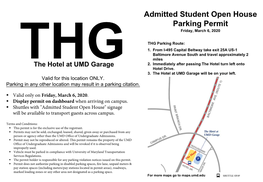 THG Admitted Student Open House Parking Permit
