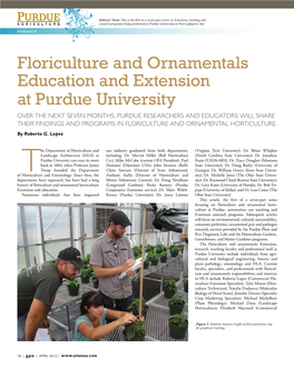 Floriculture and Ornamentals Education and Extension at Purdue